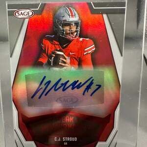 CJ Stroud 2023 SAGE HIT Peak Performance Autographs Red #PKACJS RC